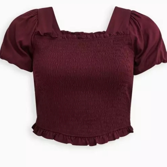 Torrid Short Sleeves Mocked Crop Top 3x New Purple Wine Tasting - Picture 5 of 11